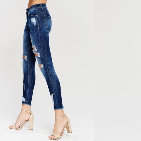 NEW! Kan Can  Mid-Rise Distressed Skinny Jeans - Picture 5 of 8